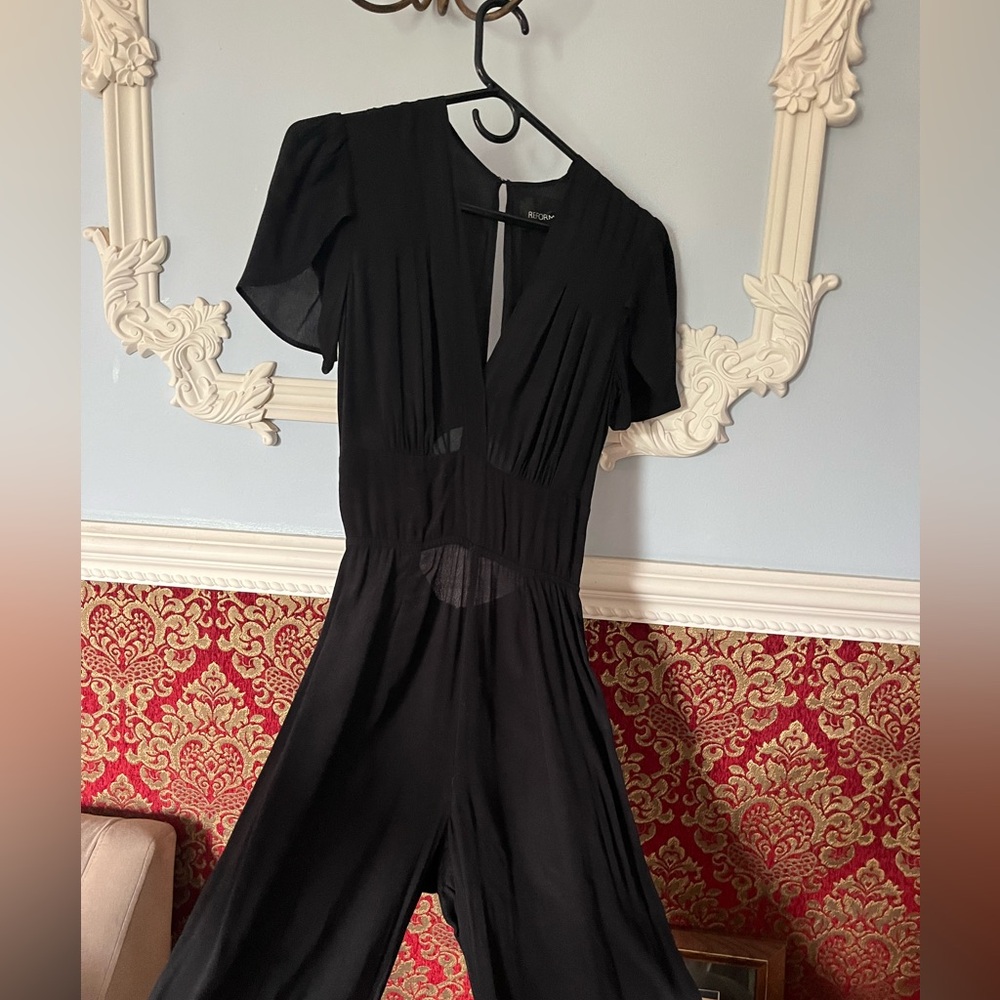 Reformation wide leg cut out back jumpsuit